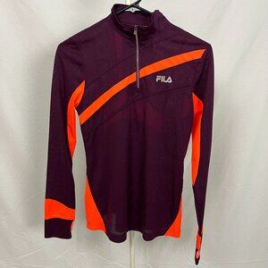 Fila Running Sports Breathable Half Zip Long Sleeve Shirt Athletic Wear Size XS